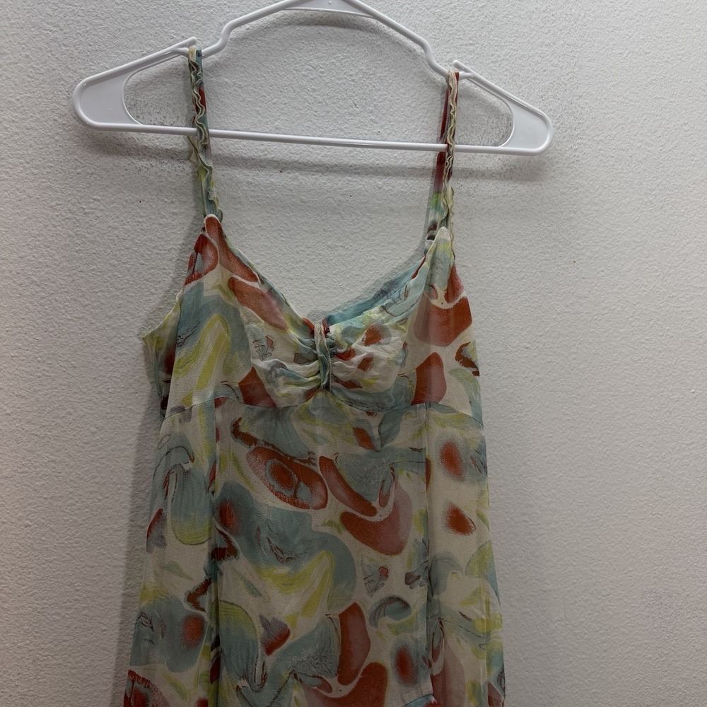 Y2K DIANE VON FURSTENBERG Silk Babydoll Midi Dress Size 6 Cocktail Artsy Fairy - Picture 4 of 9